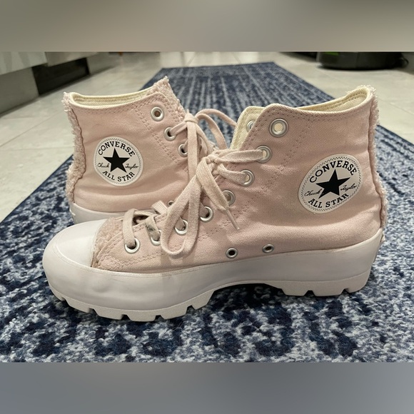 Converse Blush Pink Lugged High-Tops Sz 8.5 - Picture 1 of 16